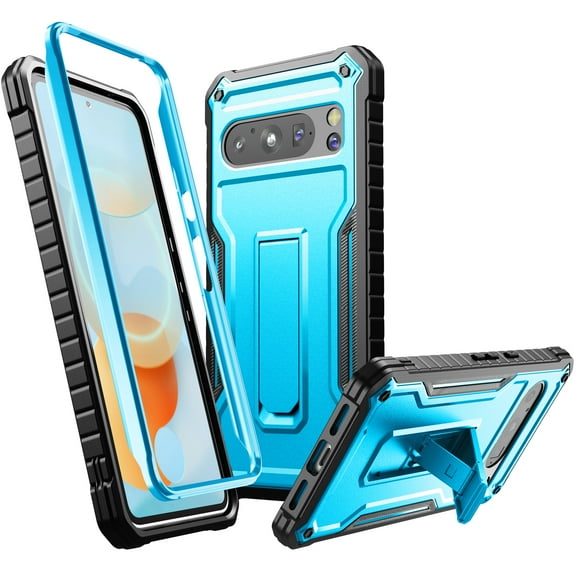 ExoGuard For  Google Pixel 8 Pro Case, Rubber Shockproof Full-Body Phone Case with Kickstand (Blue)