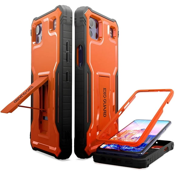 ExoGuard For LG K92 5G Case, Phone Case with Screen Protector and Kickstand (Orange)