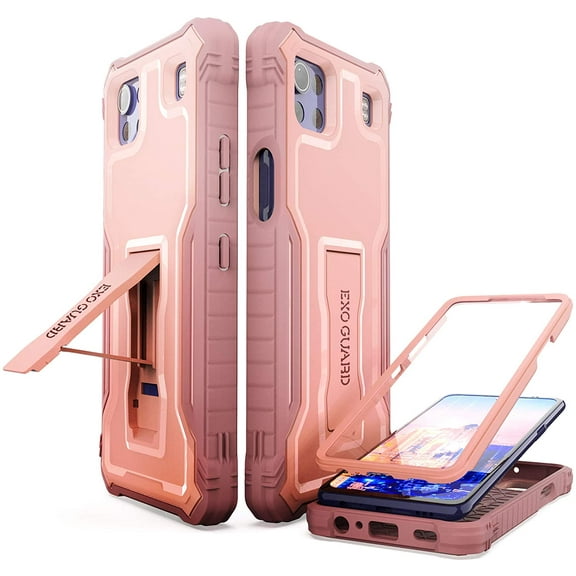 ExoGuard For LG K92 5G Case, Phone Case with Screen Protector and Kickstand (Pink)