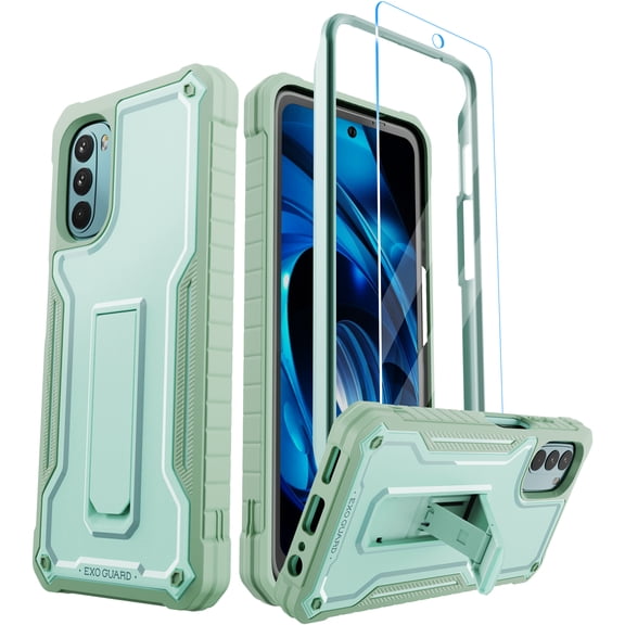 ExoGuard For Moto G 5G 2022 Case, Phone Case with Screen Protector and Kickstand (Green)
