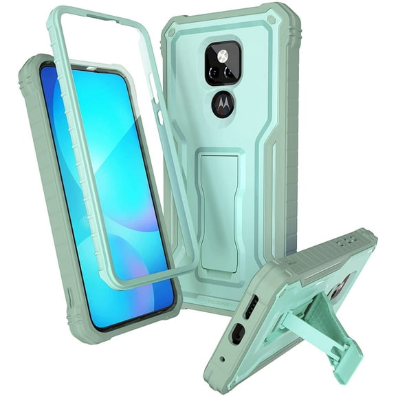 ExoGuard For Moto G Play 2021 Case, Phone Case with Screen Protector and Kickstand (Green)