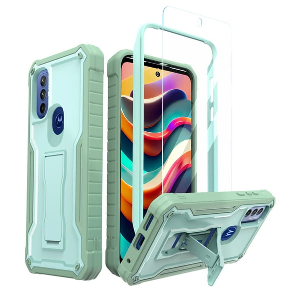 ExoGuard For Moto G Play 2023 Case, Phone Case with Screen Protector and Kickstand (Green)
