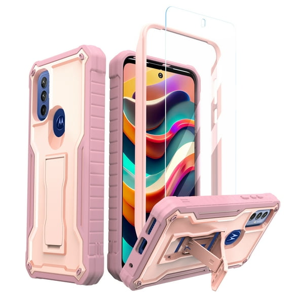 ExoGuard For Moto G Play 2023 Case, Phone Case with Screen Protector and Kickstand (Pink)