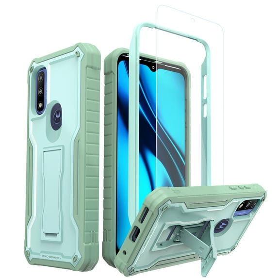ExoGuard For Moto G Pure 2021 Case, Phone Case with Screen Protector and Kickstand (Green)