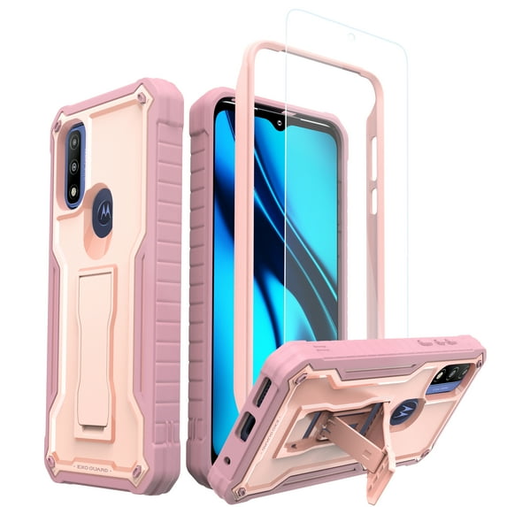 ExoGuard For Moto G Pure 2021 Case, Phone Case with Screen Protector and Kickstand (Pink)