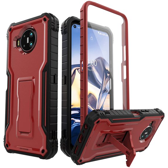ExoGuard For Nokia 8 V 5G UW Case, Phone Case with Screen Protector and Kickstand (Red)