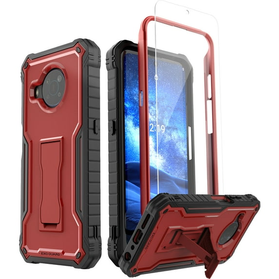 ExoGuard For Nokia X100 Case, Phone Case with Screen Protector and Kickstand (Red)