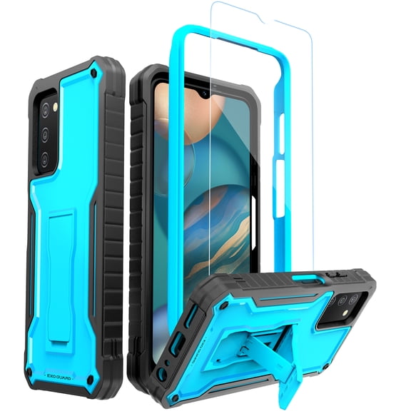 ExoGuard For Samsung Galaxy A03S 5G Case, Phone Case with Screen Protector and Kickstand (Blue)