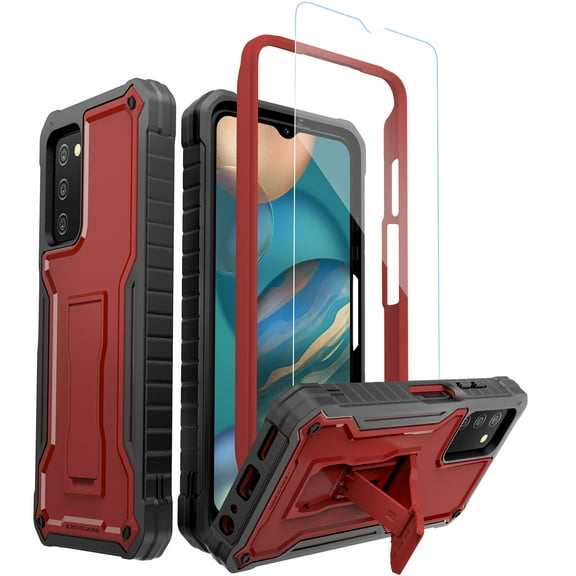 ExoGuard For Samsung Galaxy A03S 5G Case, Phone Case with Screen Protector and Kickstand (Red)
