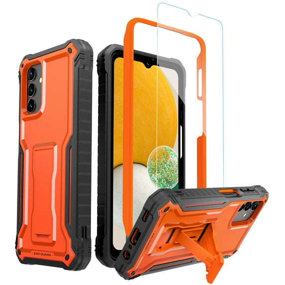ExoGuard For Samsung Galaxy A13 5G Case, Phone Case with Screen Protector and Kickstand (Orange)