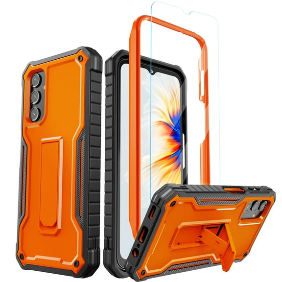 ExoGuard For Samsung Galaxy A14 5G Case, Phone Case with Screen Protector and Kickstand (Orange)
