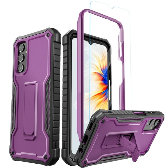 ExoGuard For Samsung Galaxy A14 5G Case, Phone Case with Screen Protector and Kickstand (Purple)