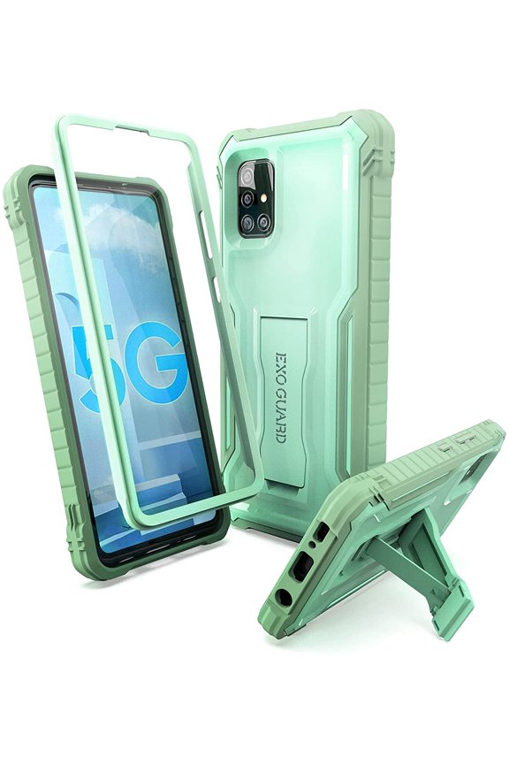 For Samsung Galaxy A51 5G Case, Phone Case with Screen Protector and Kickstand (Green)