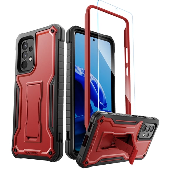 ExoGuard For Samsung Galaxy A53 Case, Phone Case with Screen Protector and Kickstand (Red)