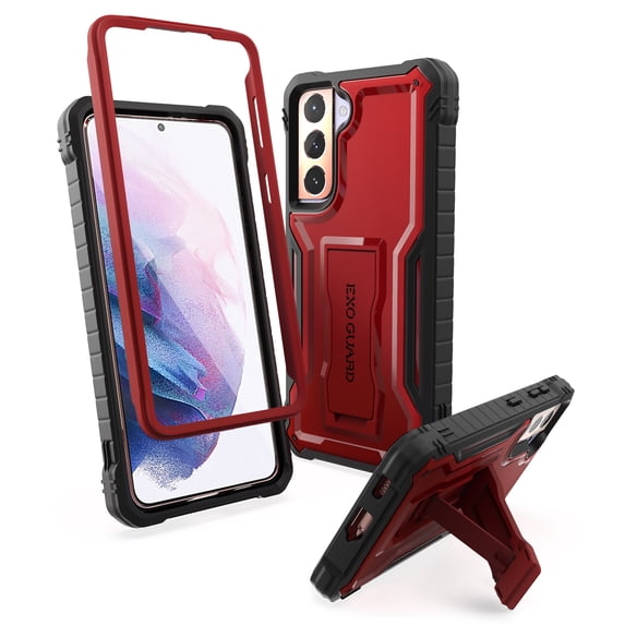 ExoGuard For Samsung Galaxy S21 Plus 5G Case,Full-Body Phone Case with Kickstand (Red)