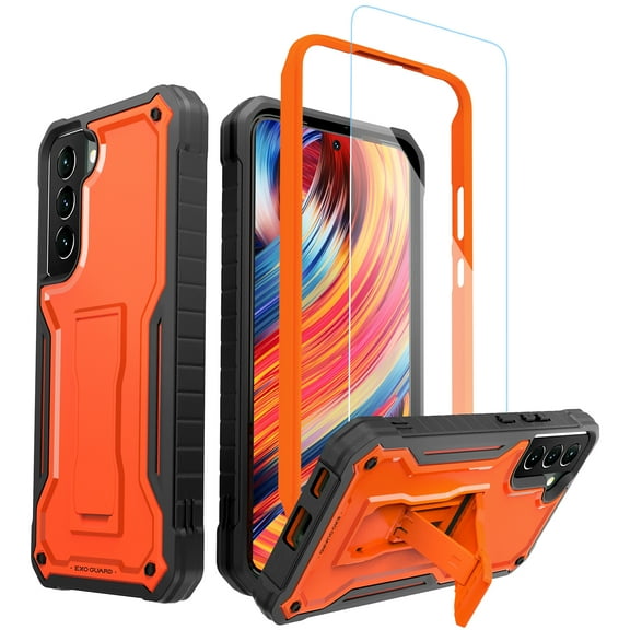 ExoGuard For Samsung Galaxy S22 Plus Case, Phone Case with Screen Protector and Kickstand (Orange)