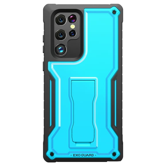 ExoGuard For Samsung Galaxy S22 Ultra Case, Full-Body Phone Case with Kickstand (Blue)
