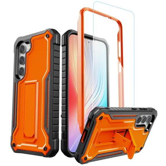ExoGuard For Samsung Galaxy S23 Case, Phone Case with Screen Protector and Kickstand (Orange)