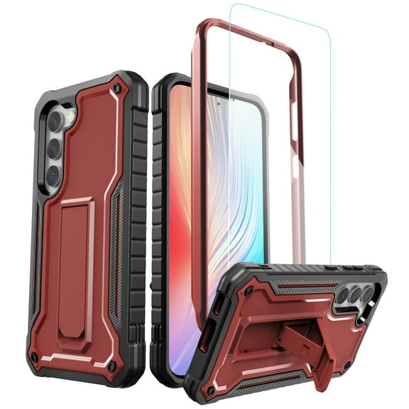 ExoGuard For Samsung Galaxy S23 Case, Phone Case with Screen Protector and Kickstand (Red)