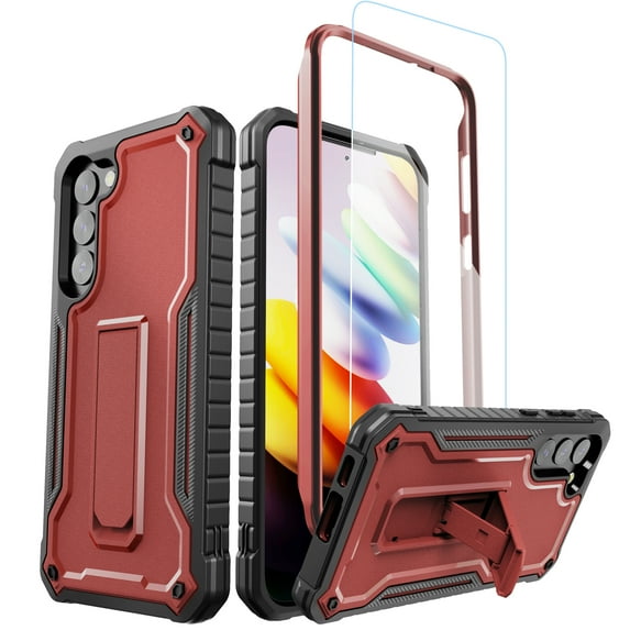 ExoGuard For Samsung Galaxy S23 Plus Case, Phone Case with Screen Protector and Kickstand (Red)