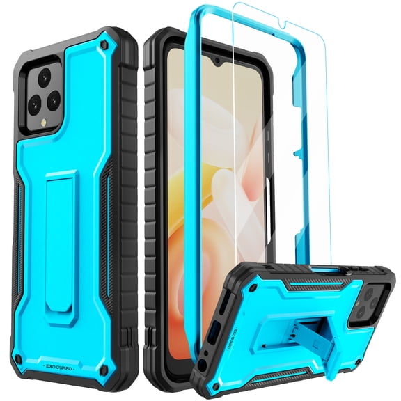 ExoGuard For T-Mobile REVVL 6 Case, Phone Case with Screen Protector and Kickstand (Blue)