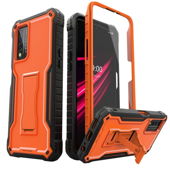 ExoGuard For T-Mobile REVVL V Plus 5G Case, Phone Case with Screen Protector and Kickstand (Orange)