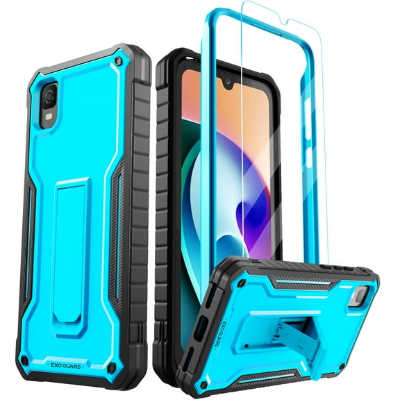ExoGuard For TCL 30Z Case, TCL 30 LE Case, Phone Case with Screen Protector and Kickstand (Blue)