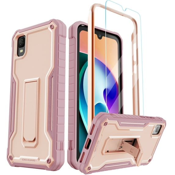 ExoGuard For TCL 30Z Case, TCL 30 LE Case, Phone Case with Screen Protector and Kickstand (Pink)