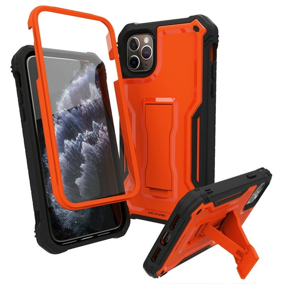 ExoGuard For iPhone 11 Pro Case, Phone Case with Screen Protector and Kickstand (Orange)