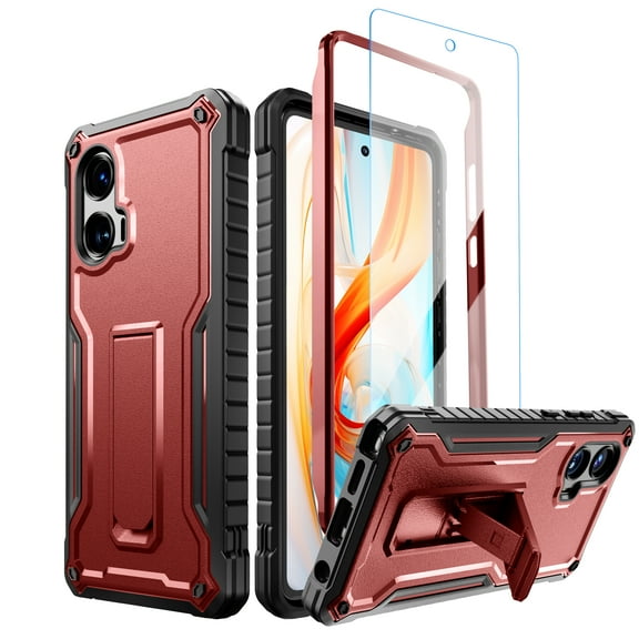 ExoGuard for Moto G Stylus 5G 2024 Case, Phone Case with Screen Protector and Kickstand (Red)