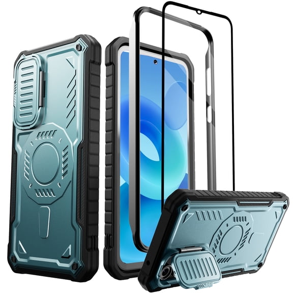 ExoGuard for Samsung Galaxy S23 FE Case, Phone Case with Screen Protector and Kickstand (Blue)
