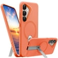thumbnail image 1 of ExoGuard for Samsung Galaxy S25 Plus Case, Adjustable Metal Kickstand, Soft Skin-Friendly Silicone Cover, Anti-Scratch Microfiber Lining - Orange, 1 of 7