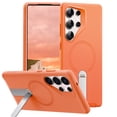 thumbnail image 1 of ExoGuard for Samsung Galaxy S25 Ultra Case, Adjustable Metal Kickstand, Soft Skin-Friendly Silicone Cover, Anti-Scratch Microfiber Lining - Orange, 1 of 7