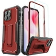 thumbnail image 1 of ExoGuard for iPhone 14 Pro Max Case 6.7 Inch, Rubber Shockproof Full-Body Cover Case Come with a Tempered Glass Screen Protector and Kickstand (Red), 1 of 7