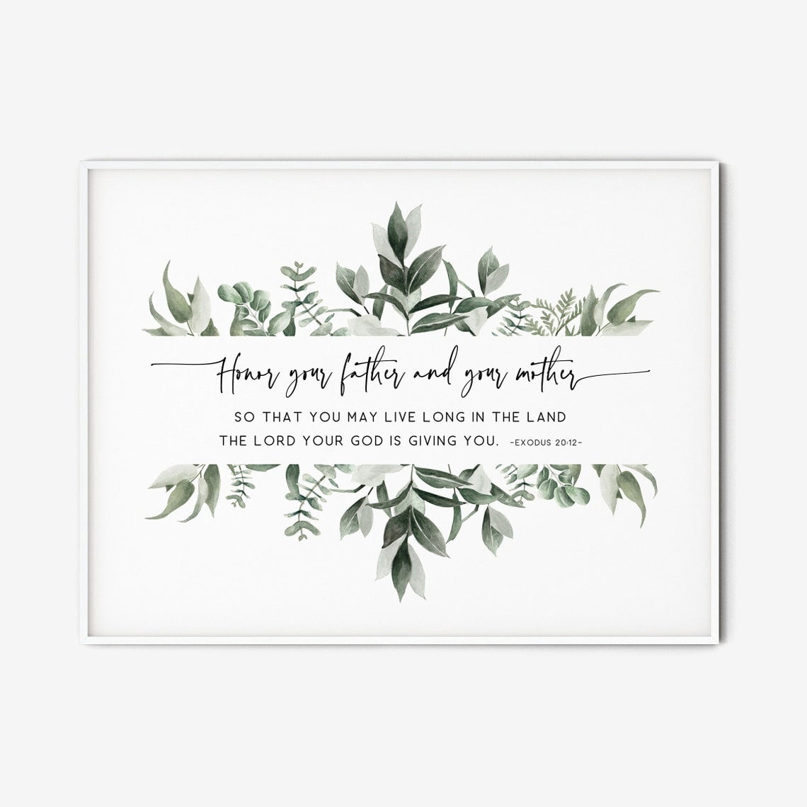 Exodus 20:12 Honor Your Father And Your Mother Poster, Family Bible ...