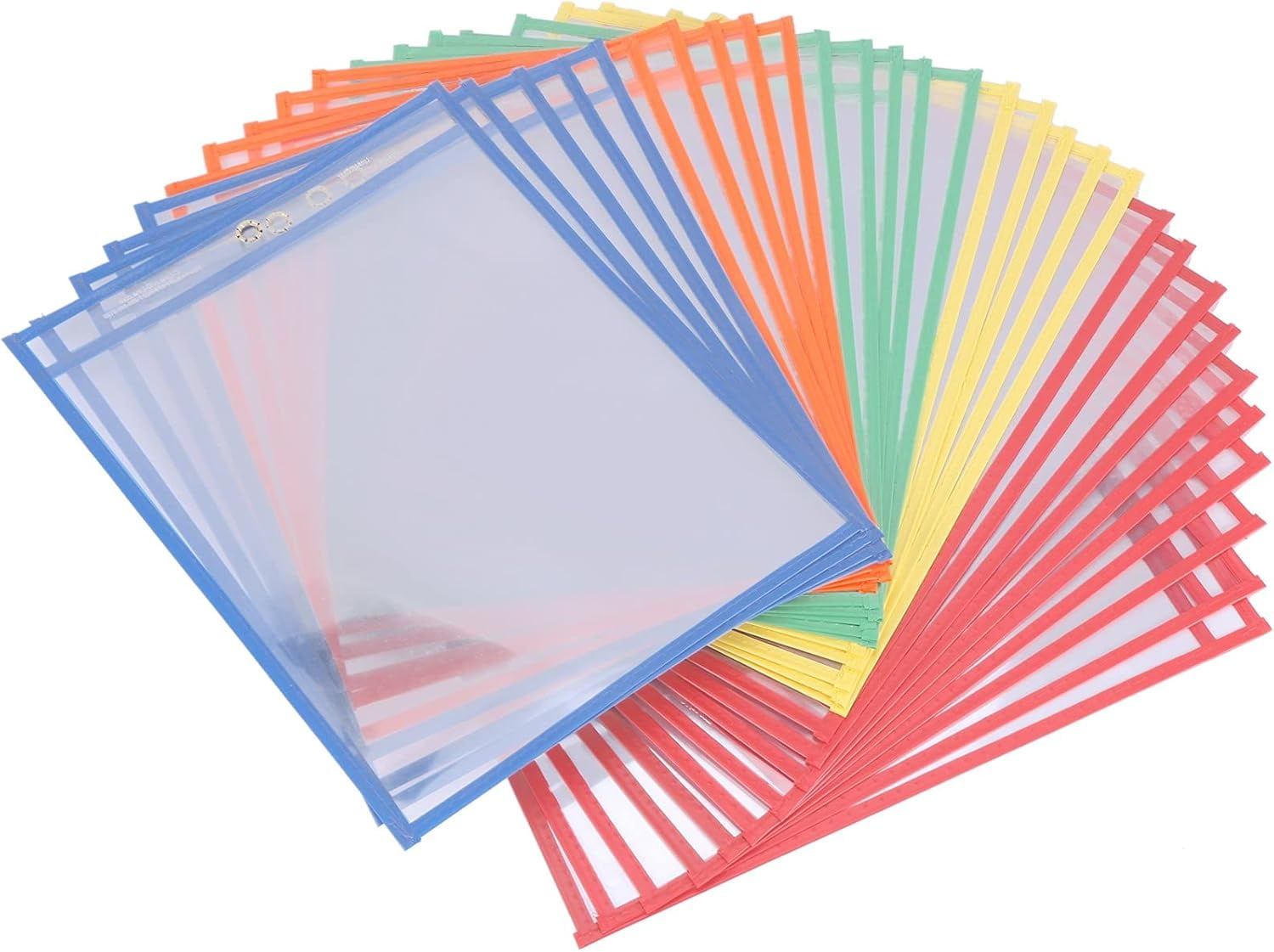 Exoggo 30 Multicolored Dry Erase Pockets,Oversize 10 X 13 Pockets,Perfect for Classroom Organization,Reusable Dry Erase Pockets,Teaching Supplies,30 Pack
