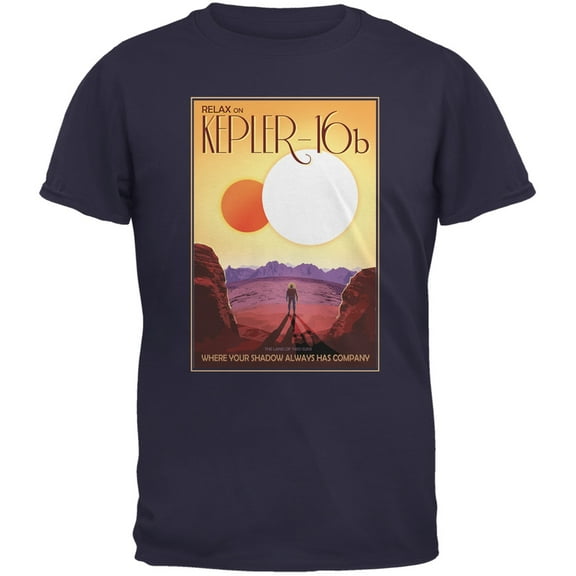 Exoplanet Keplar 16b Navy Adult T-Shirt - X-Large