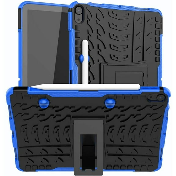 Exoskeleton Hybrid Armor Case with Kickstand for iPad Air (5th and 4th Generation) - Blue