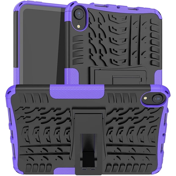 Exoskeleton Hybrid Armor Case with Kickstand for iPad Mini 6 (6th Generation) - Purple