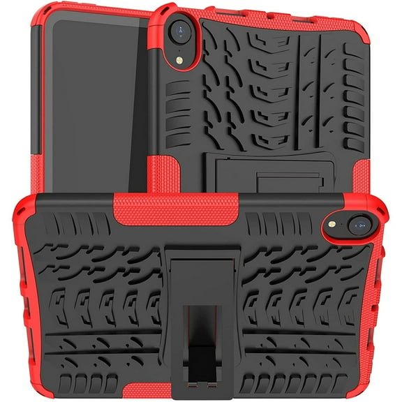 Exoskeleton Hybrid Armor Case with Kickstand for iPad Mini 6 (6th Generation) - Red