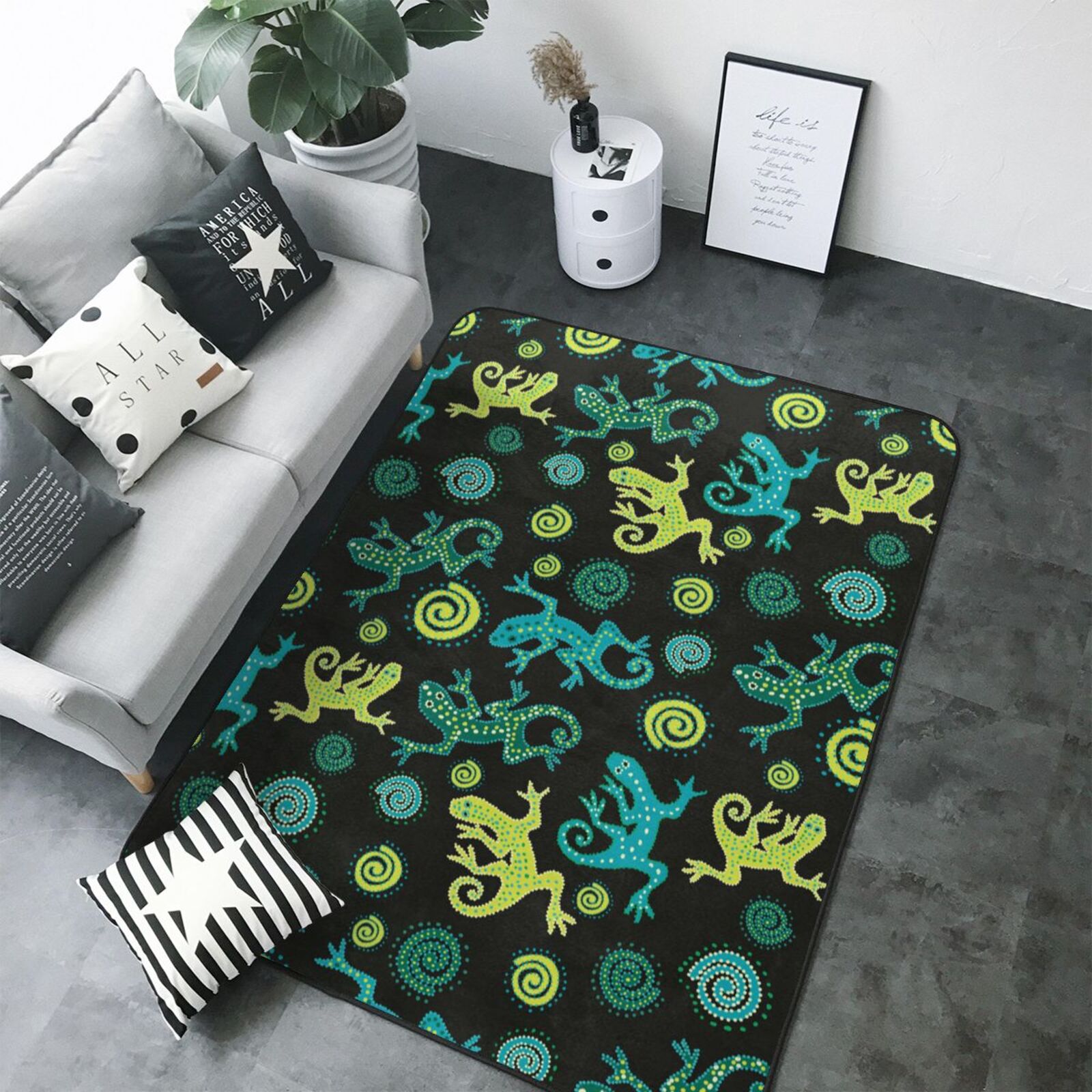 Cool Rug Lizard Exotic Abstract Cute Gecko Lizard Area Rugs for Living Room Bedroom ...