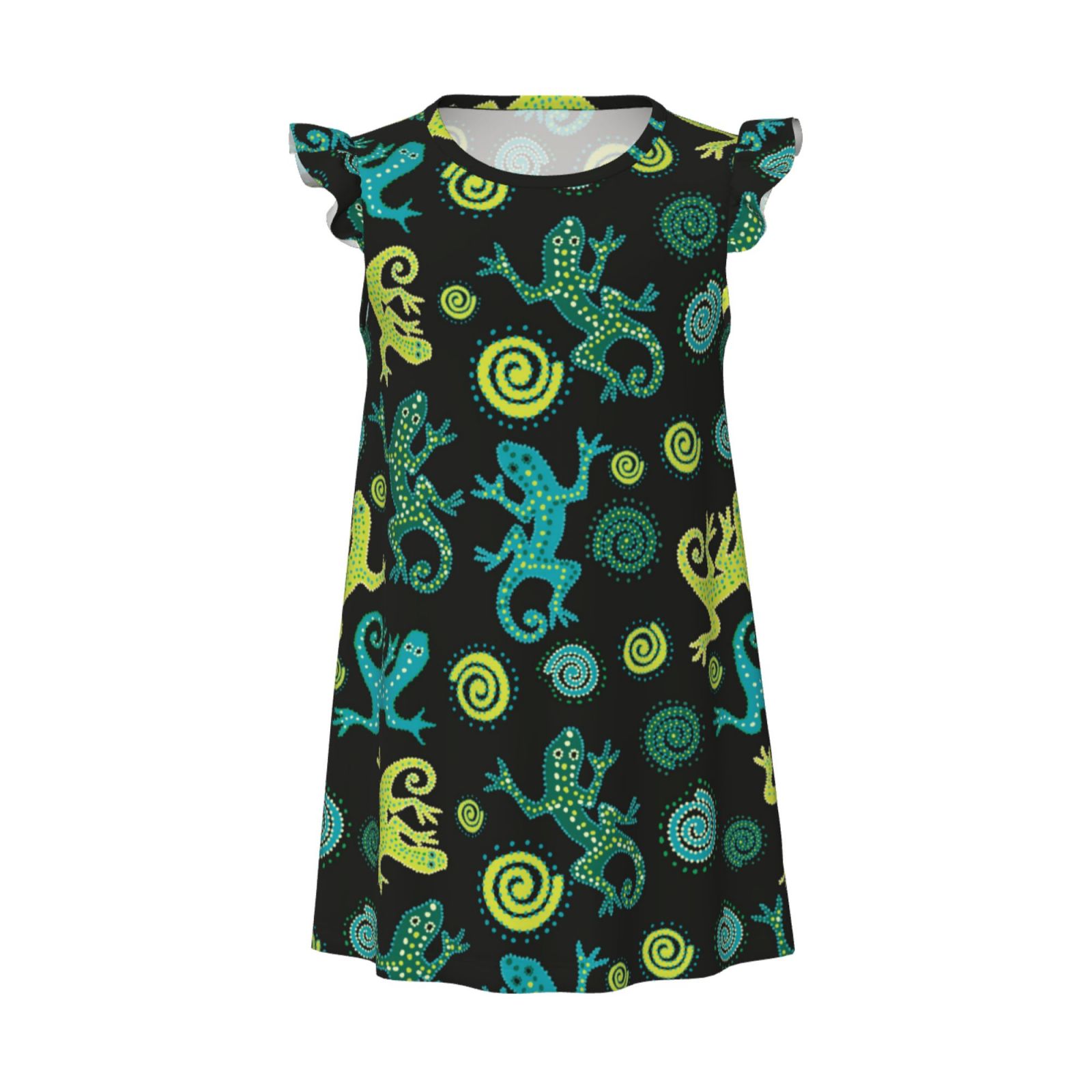 Exotic Abstract Cute Gecko Lizard Girls Nightgowns, Short Sleeves Dress ...