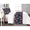 thumbnail image 1 of Exotic Bed Runner Set, Overlapping Digital Illustrated Flamingo on Tropical Atmosphere Back, Decorative Bedding Scarf & 2 Pillow Shams for Hotels Homes, Queen, Pale Pink Dark Sky Blue, by Ambesonne, 1 of 3