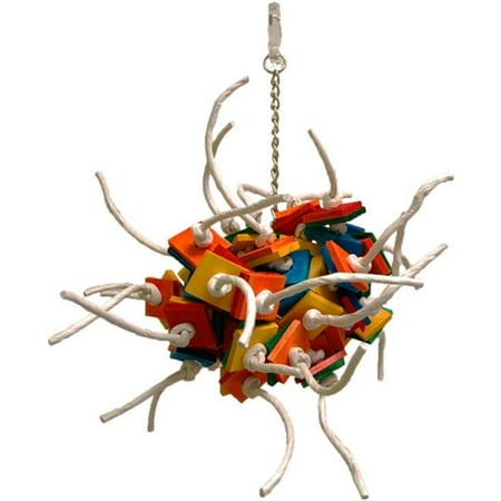 Exotic Bird Stimulating Fire Ball Toy with Over 45 Wood Pieces
