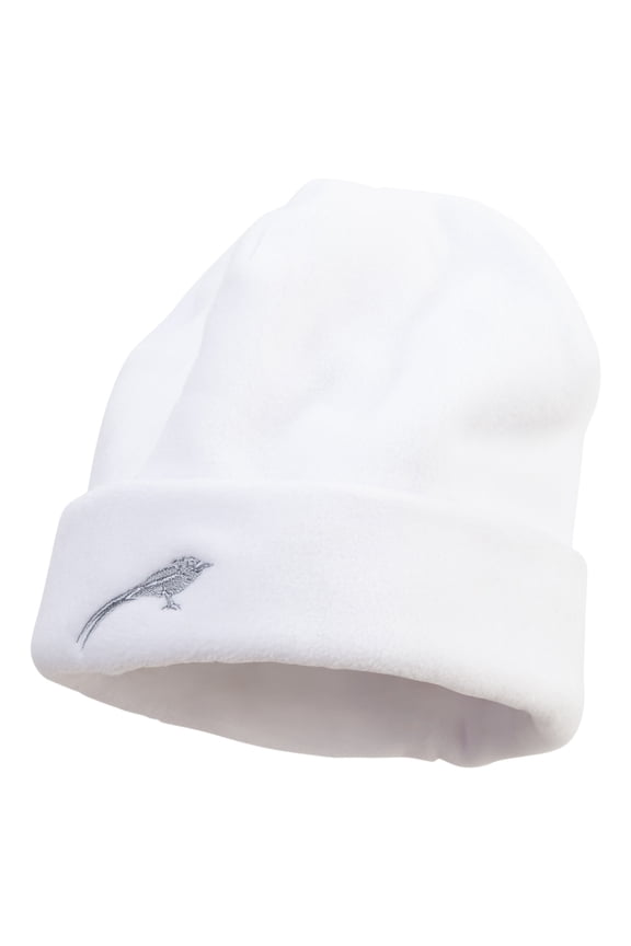 Exotic Birds Icon Embroidered Big Size Reversible Micro Fleece Cap - White XL-3XL