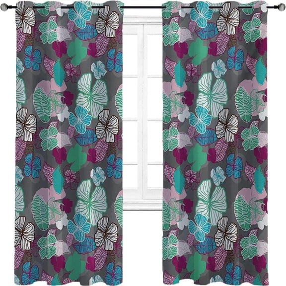 Exotic Blackout Curtains For Bedroom - Grommet Thermal Insulated Room Darkening Curtains For Living Room, For Bedroom, Kindergarten, Living Room 52"W x 96"L (Pack of 2)