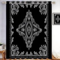 Exotic Blackout Curtains Paisley Pattern Thermal Eyelet Curtains Ring Top Black Window Drapes For Living Room, Bedroom 38"W x 54"L (Pack of 2)