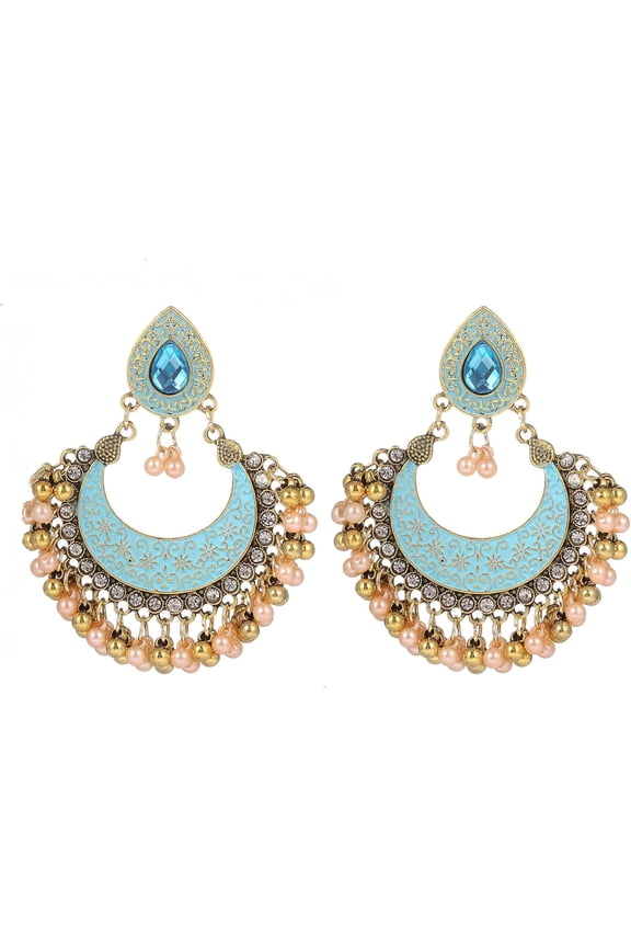 Exotic Blue Alloy Pearl Fringed Earrings Unique Design The preferred choice for dance performance Women's Jewelry[l862]