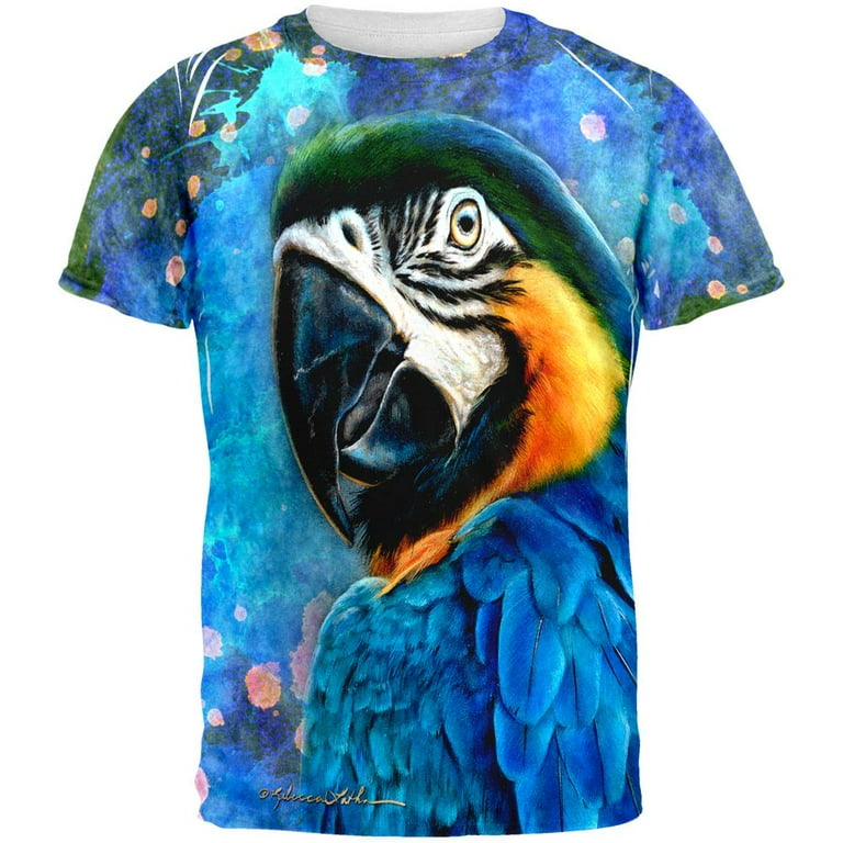 Exotic Blue Gold Macaw All Over Mens T Shirt Multi X-LG