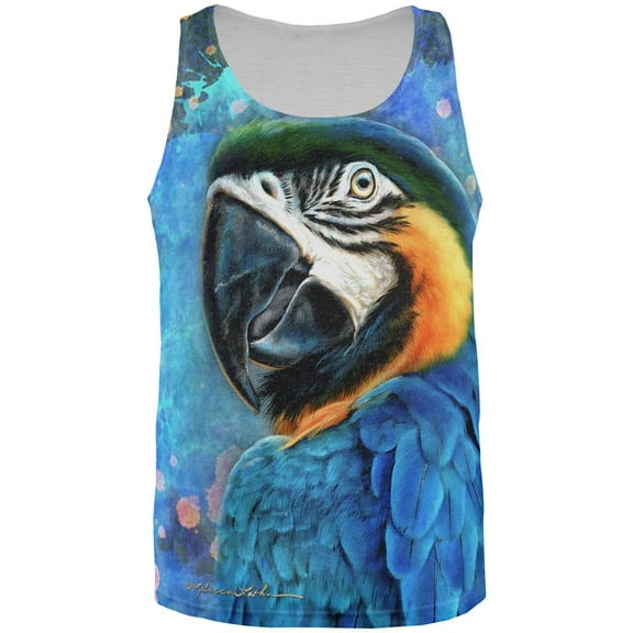 Exotic Blue Gold Macaw All Over Mens Tank Top Multi SM